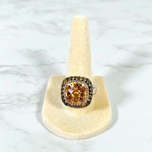 Silver Pave Champagne CZ Ring